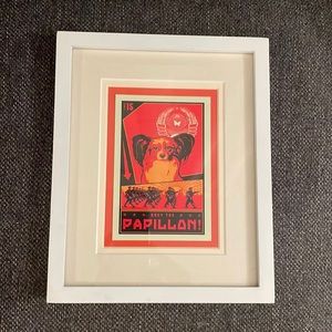 Papillon print in 8 X 10 white frame.